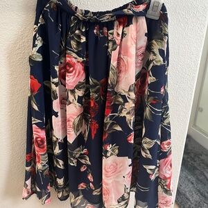 Floral chiffon skirt with pockets